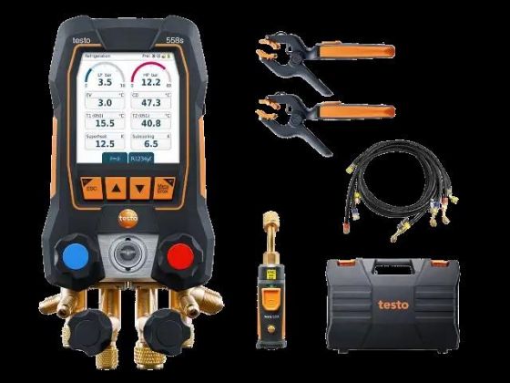 Billede af Testo 558S kølemanifold sæt med 4 slanger og vacuumeter